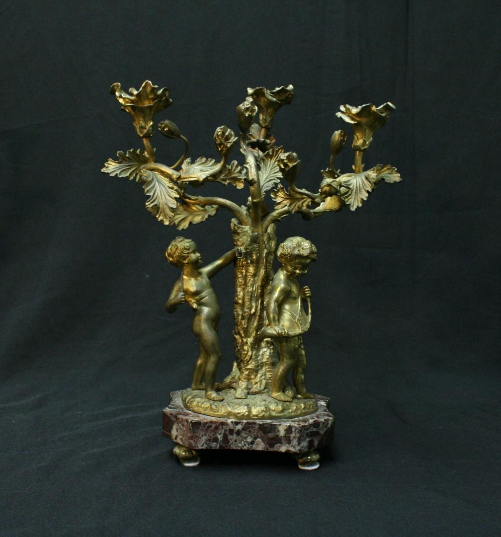 19th Century French Pair of Gilt Bronze and Marble Candelabra For Sale 13