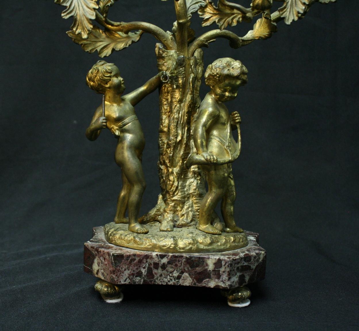 19th Century French Pair of Gilt Bronze and Marble Candelabra For Sale 14