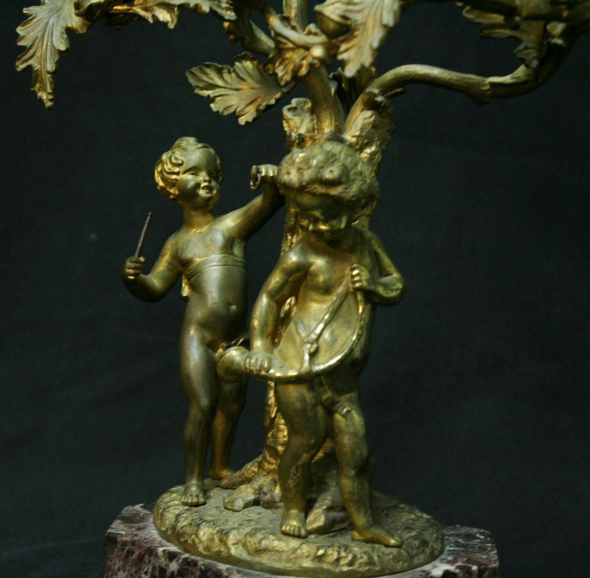 19th Century French Pair of Gilt Bronze and Marble Candelabra For Sale 15
