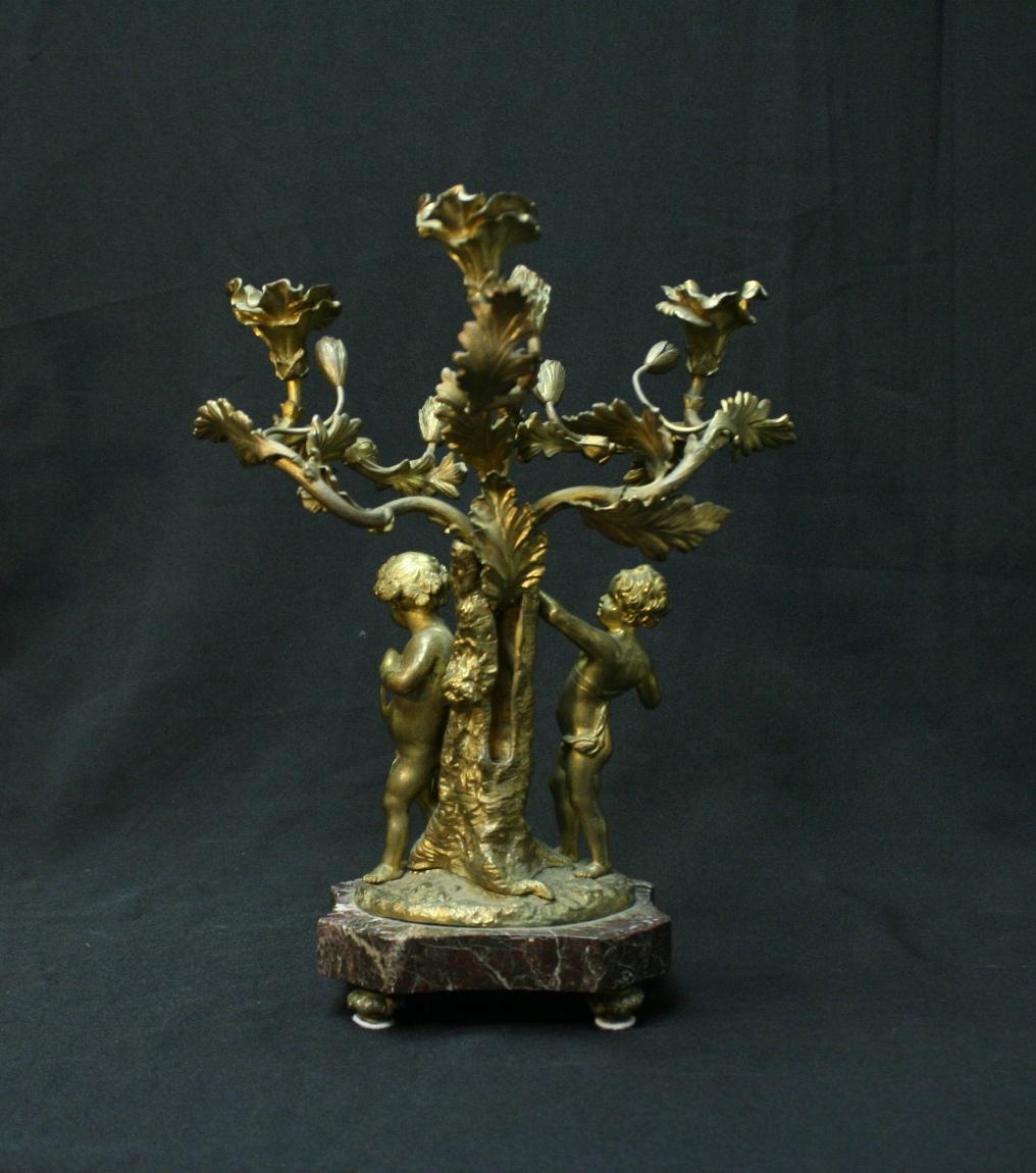 19th Century French Pair of Gilt Bronze and Marble Candelabra For Sale 17