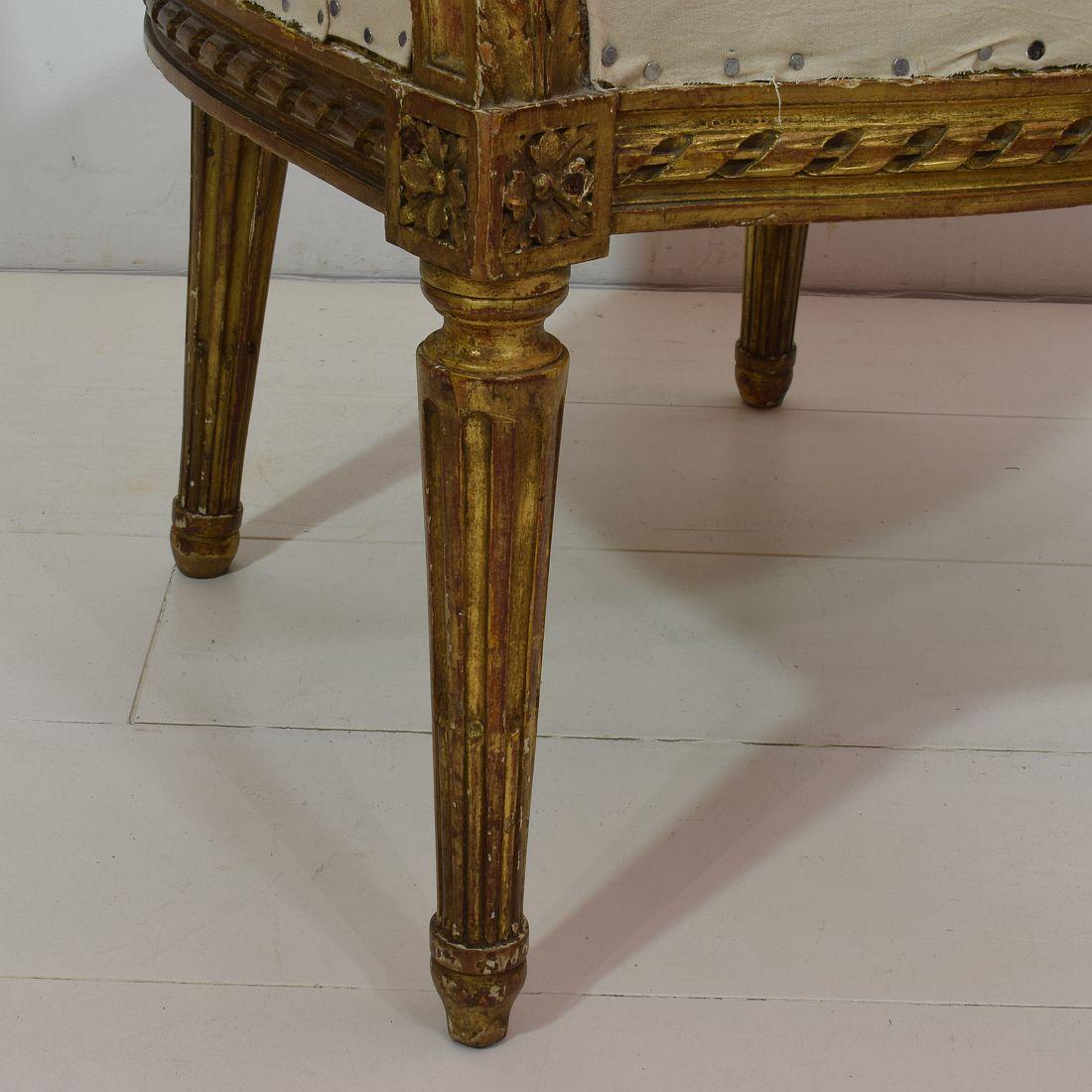 19th Century French Pair of Giltwood Louis XVI Chairs 6