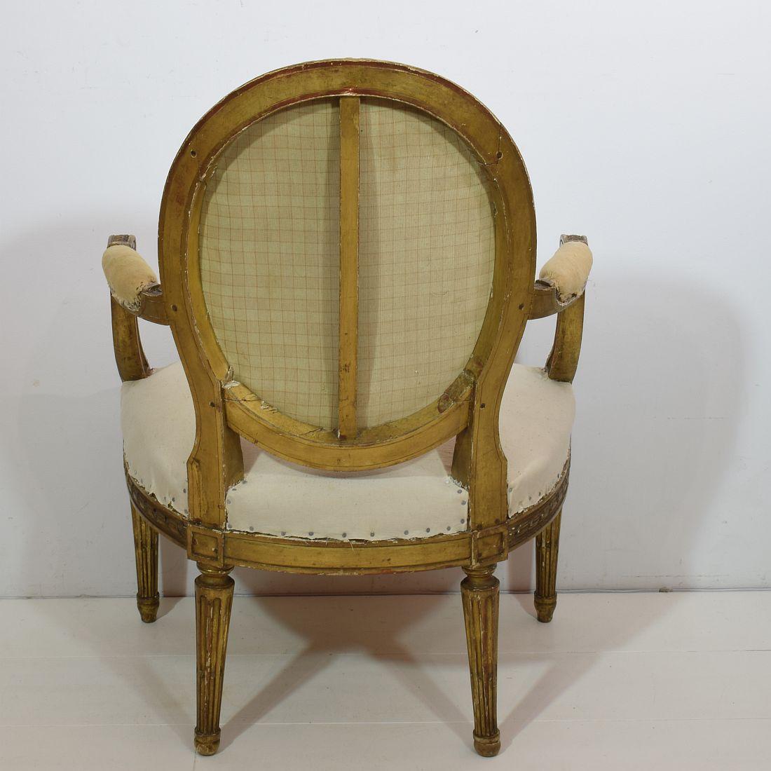 19th Century French Pair of Giltwood Louis XVI Chairs 11