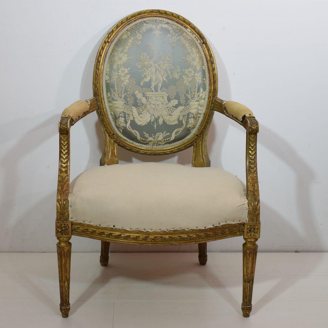 Wood 19th Century French Pair of Giltwood Louis XVI Chairs
