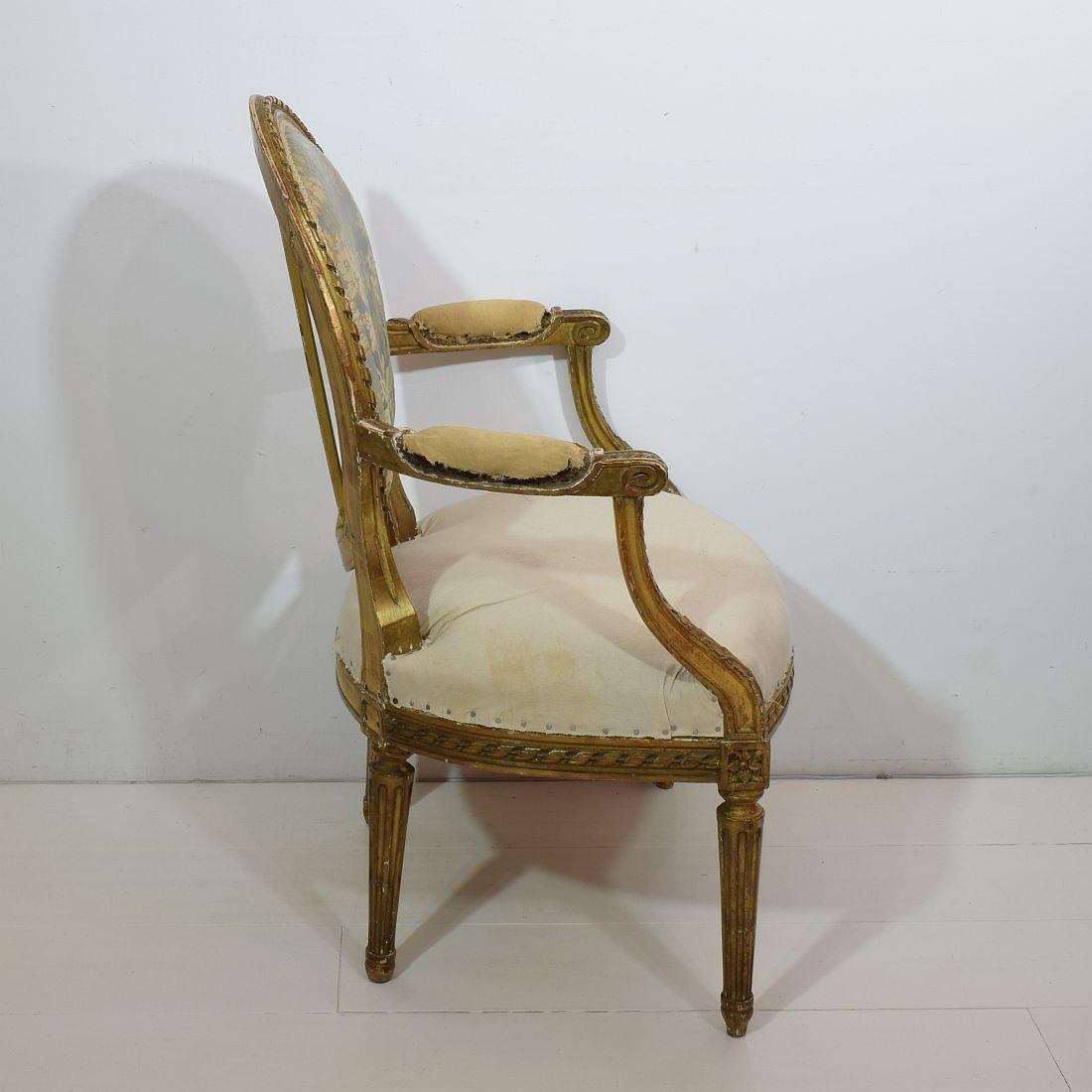 19th Century French Pair of Giltwood Louis XVI Chairs 1