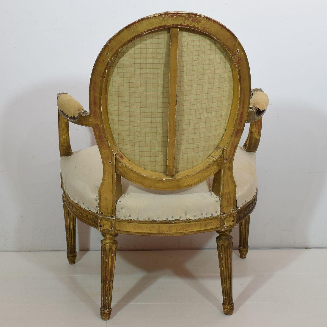 19th Century French Pair of Giltwood Louis XVI Chairs 2