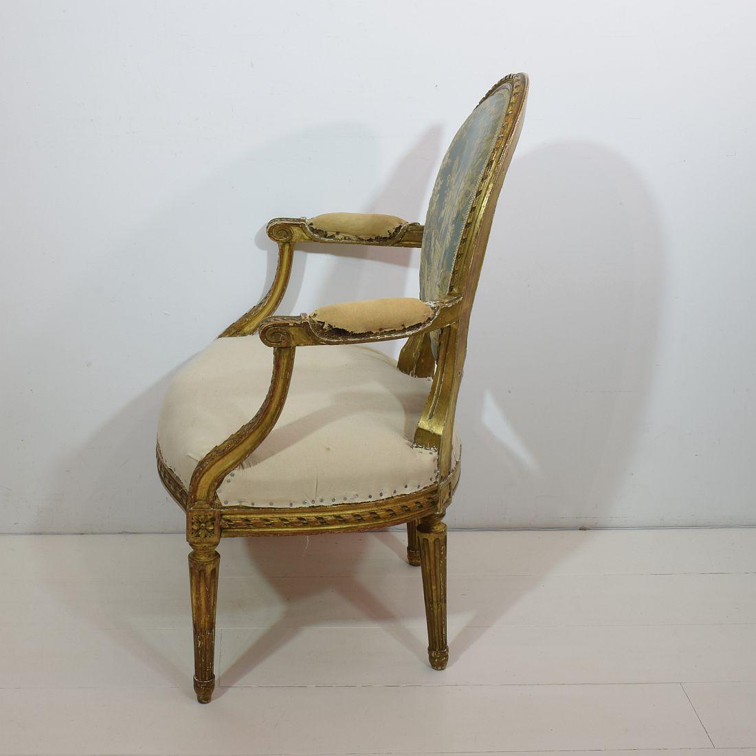 19th Century French Pair of Giltwood Louis XVI Chairs 3