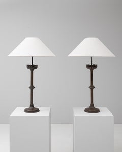 19th Century French Pair Of Gothic Revival Metal Table Lamps