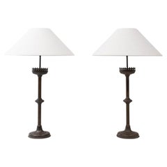 19th Century French Pair Of Gothic Revival Metal Table Lamps