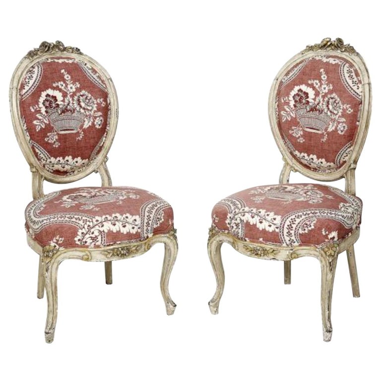 19th Century French Pair of Hand Carved Chairs in Louis XVI Style For ...