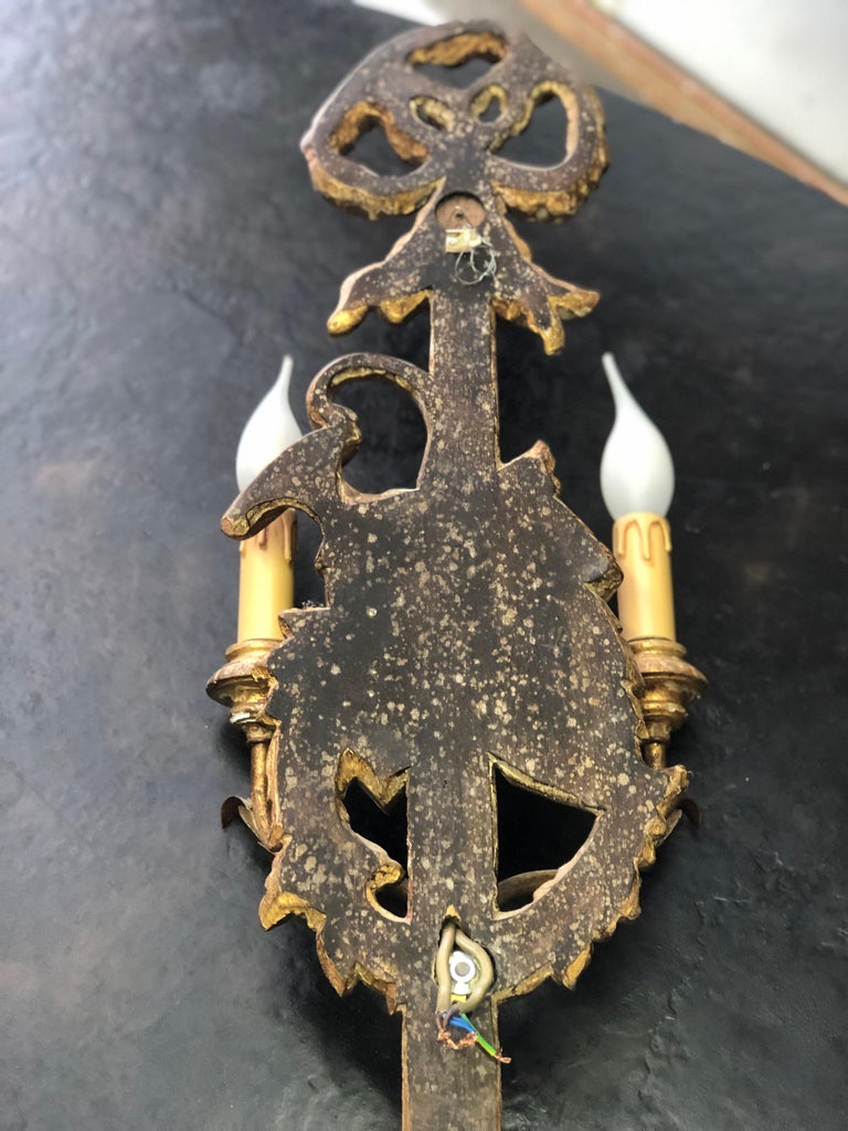 19th Century French Pair of Hand Carved Giltwood Sconces in Louis XVI ...