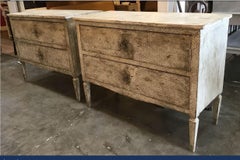 19th Century French Pair of Hand Decorated Wooden Chest of Drawers, 1890s