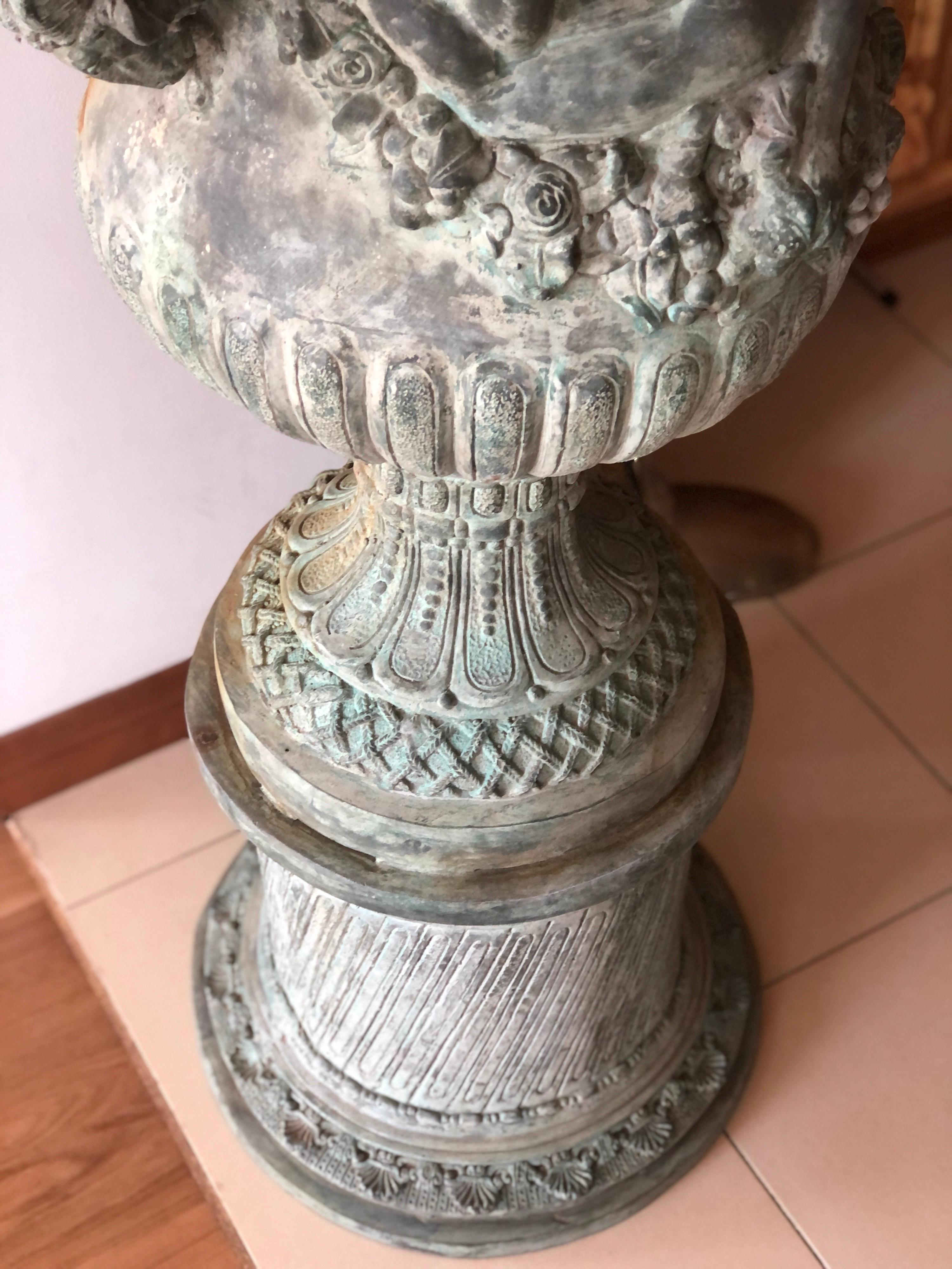 19th Century French Pair of Large Bronze Jardinières with Goddess, Ram's Heads 4