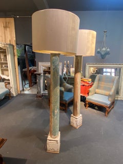 19th Century French Pair of Large Hand Carved and Painted Floor Lamps