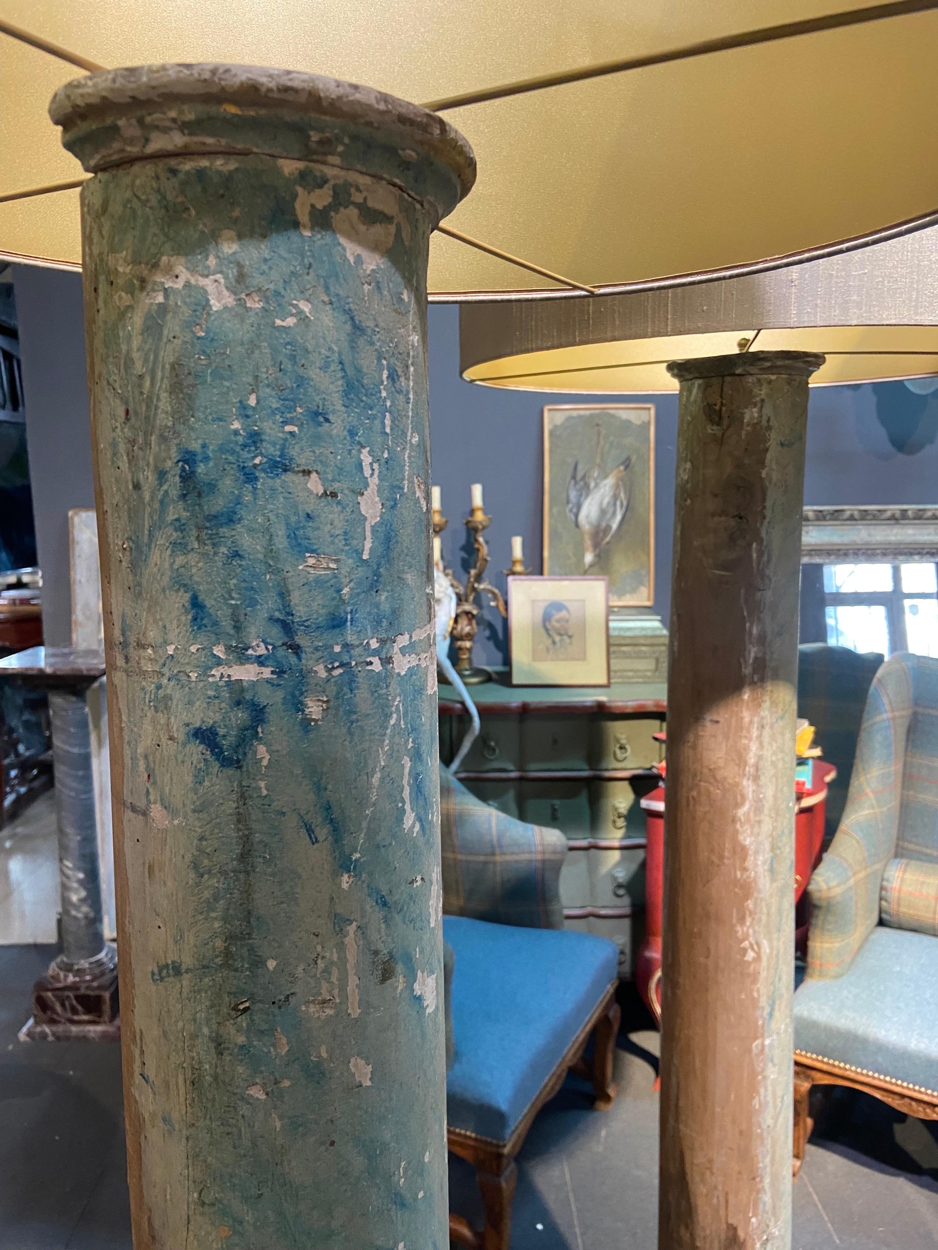 19th Century French Pair of Large Hand Carved and Painted Floor Lamps In Good Condition In Sofia, BG