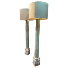 19th Century French Pair of Large Hand Carved and Painted Floor Lamps