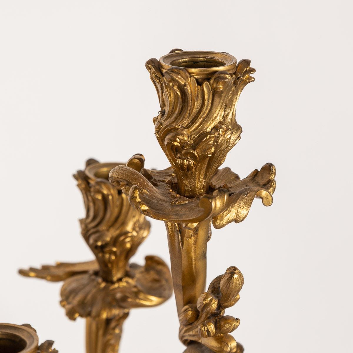 19th Century French Pair of Louis XV Style Ormolu Four-Light Candelabra, C.1880 For Sale 4