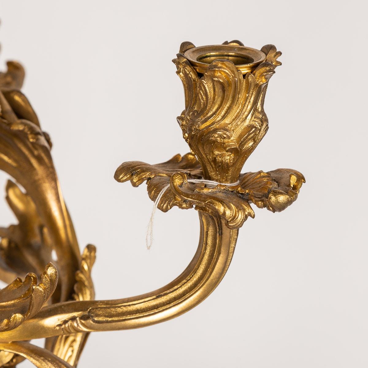 19th Century French Pair of Louis XV Style Ormolu Four-Light Candelabra, C.1880 For Sale 5