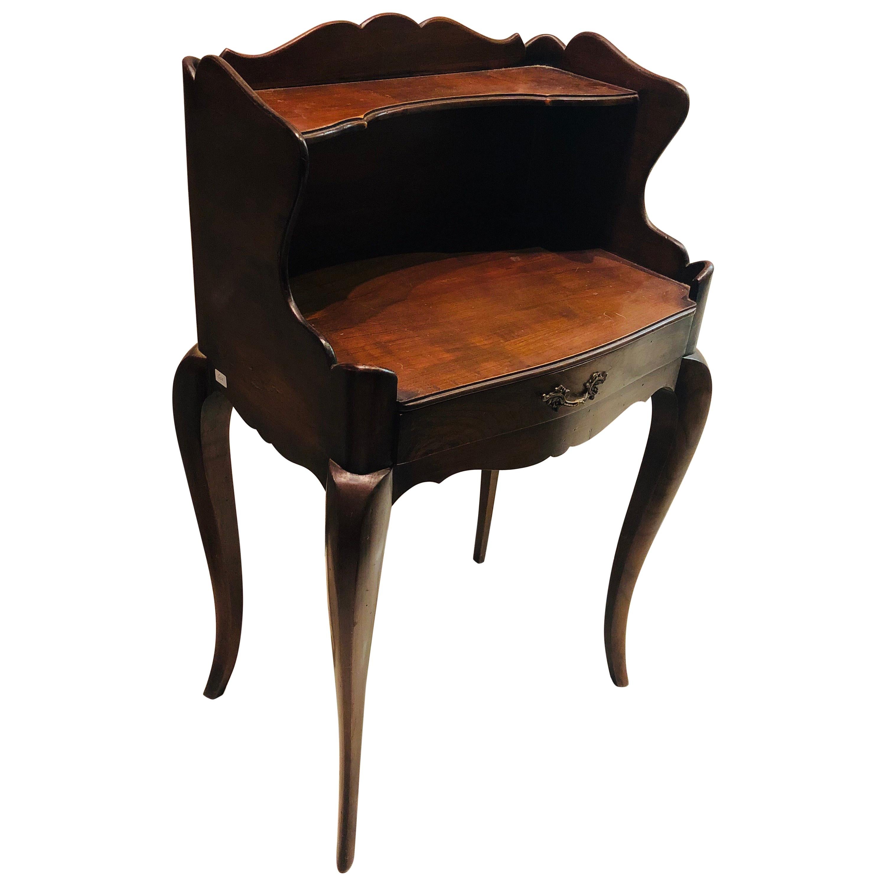 19th Century French Pair of Mahogany Nightstands Side Tables in Louis XV Style