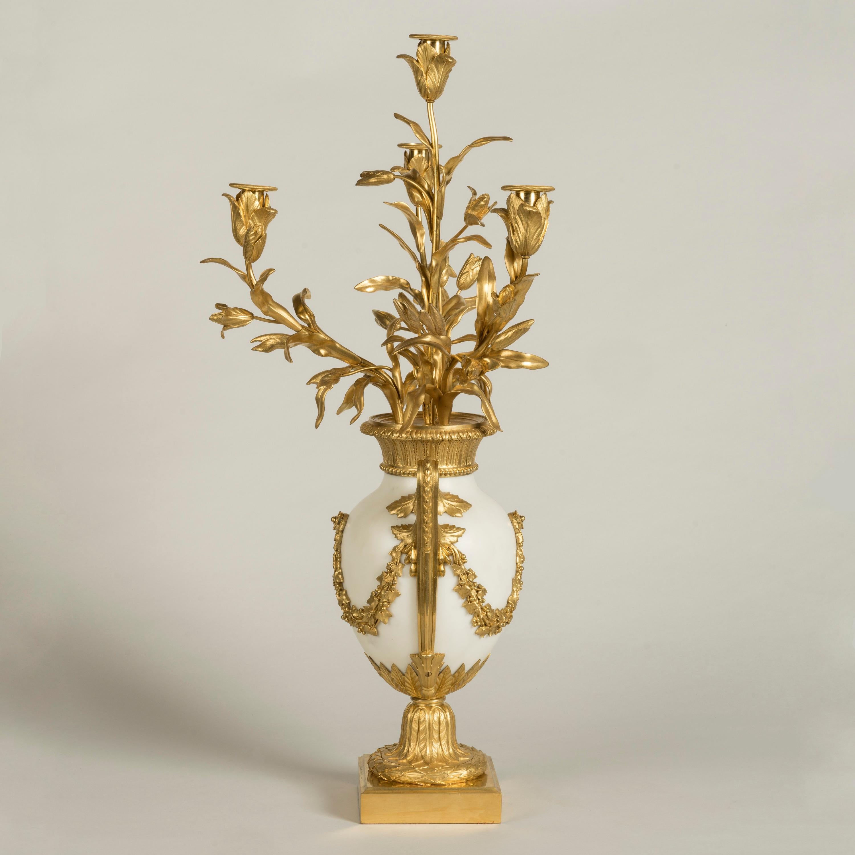 19th Century French Pair of Marble and Ormolu Candelabra by Eugène Hazart In Good Condition For Sale In London, GB