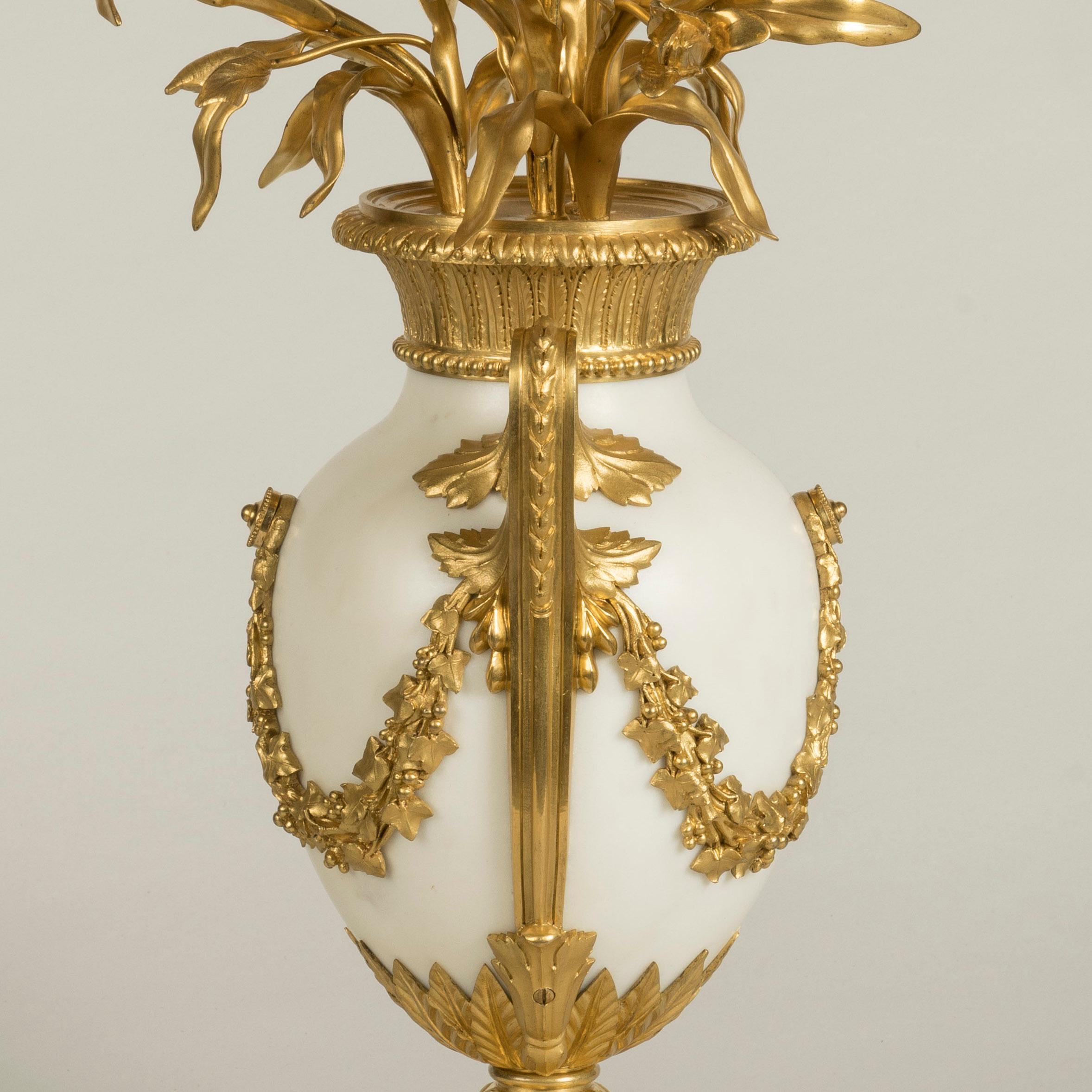 19th Century French Pair of Marble and Ormolu Candelabra by Eugène Hazart For Sale 2