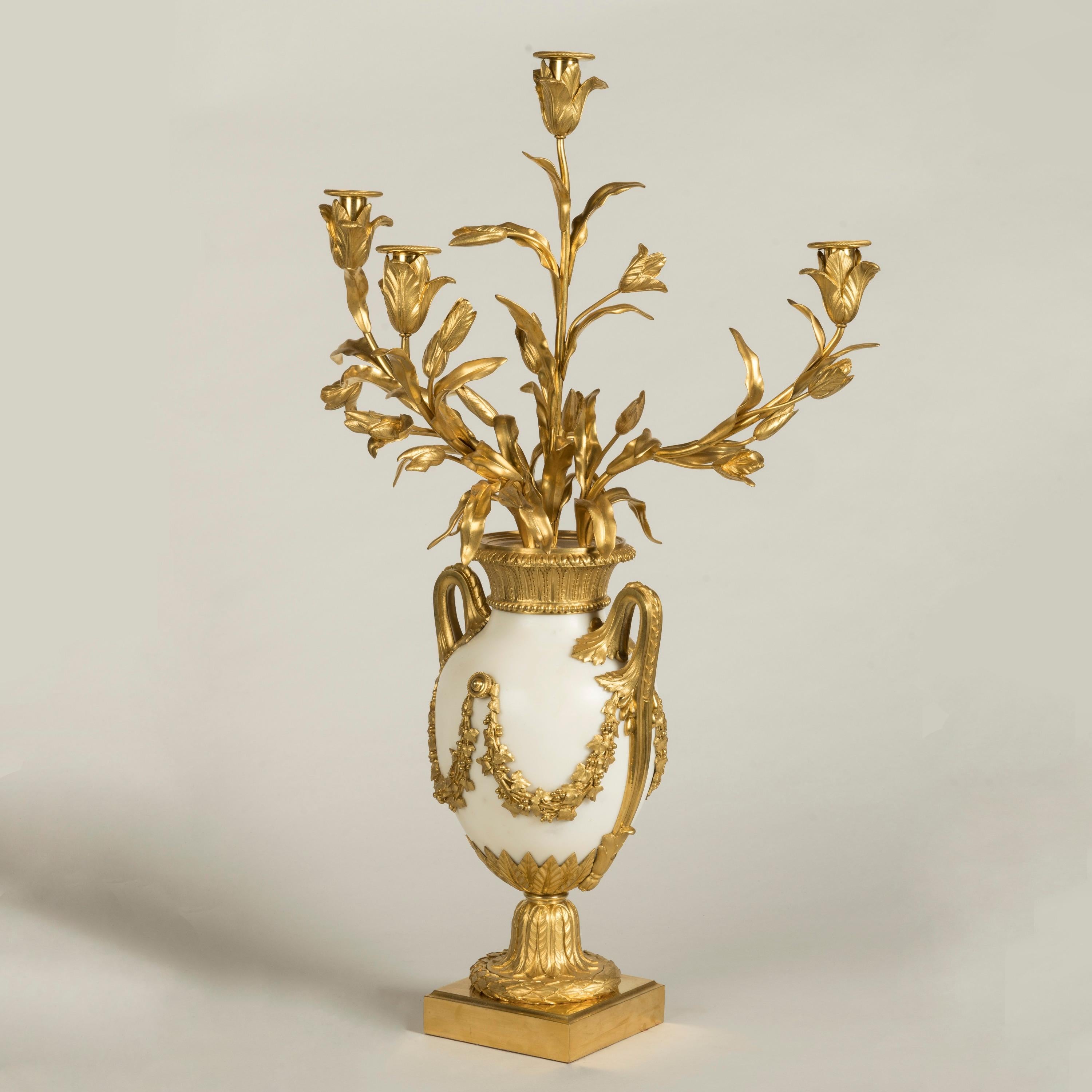 19th Century French Pair of Marble and Ormolu Candelabra by Eugène Hazart For Sale 3
