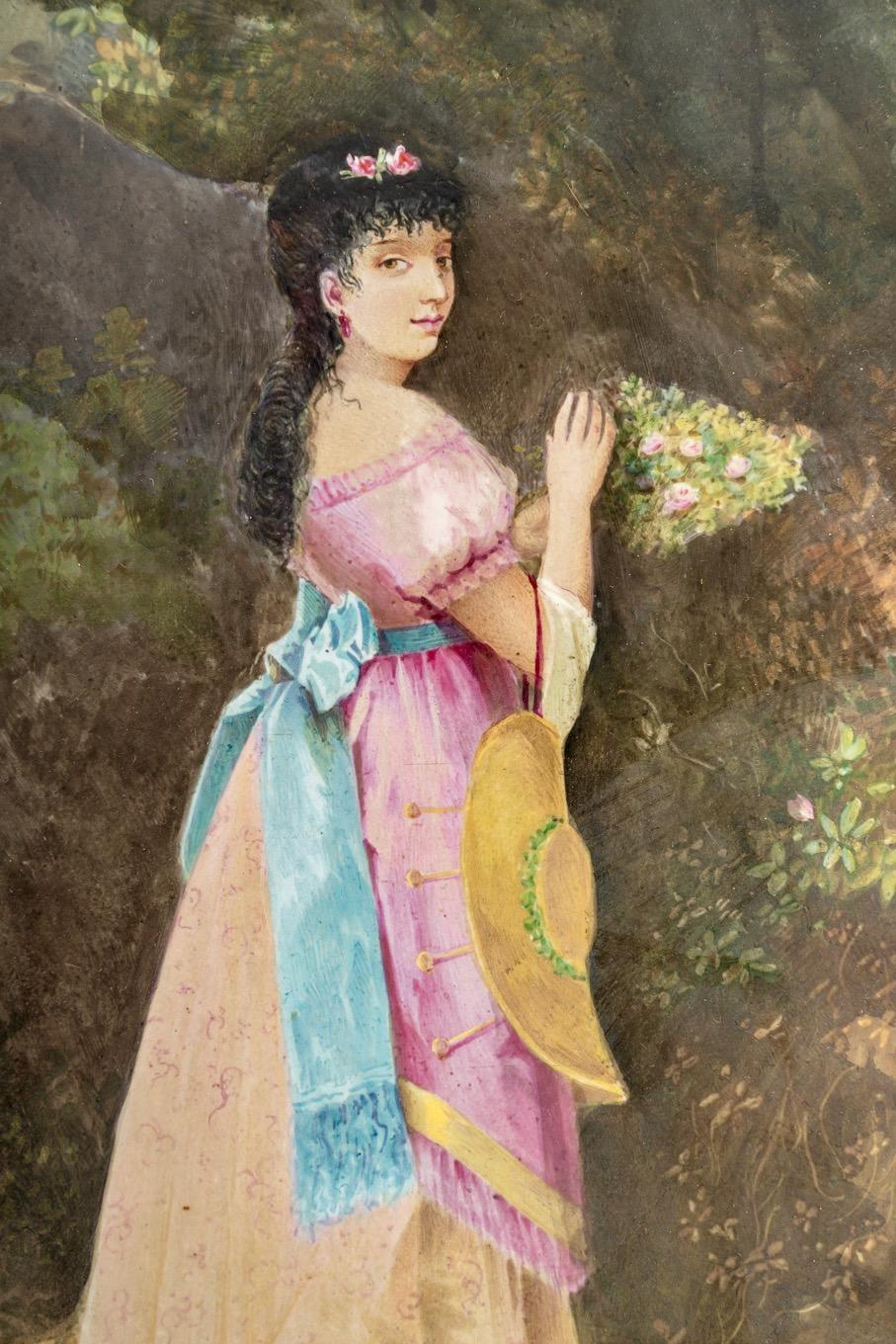 Peint à la main Paire de plaques en porcelaine Napoléon III du XIXe siècle en vente