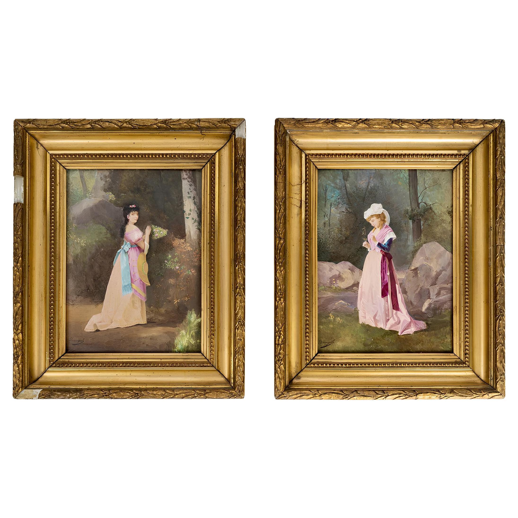 Paire de plaques en porcelaine Napoléon III du XIXe siècle