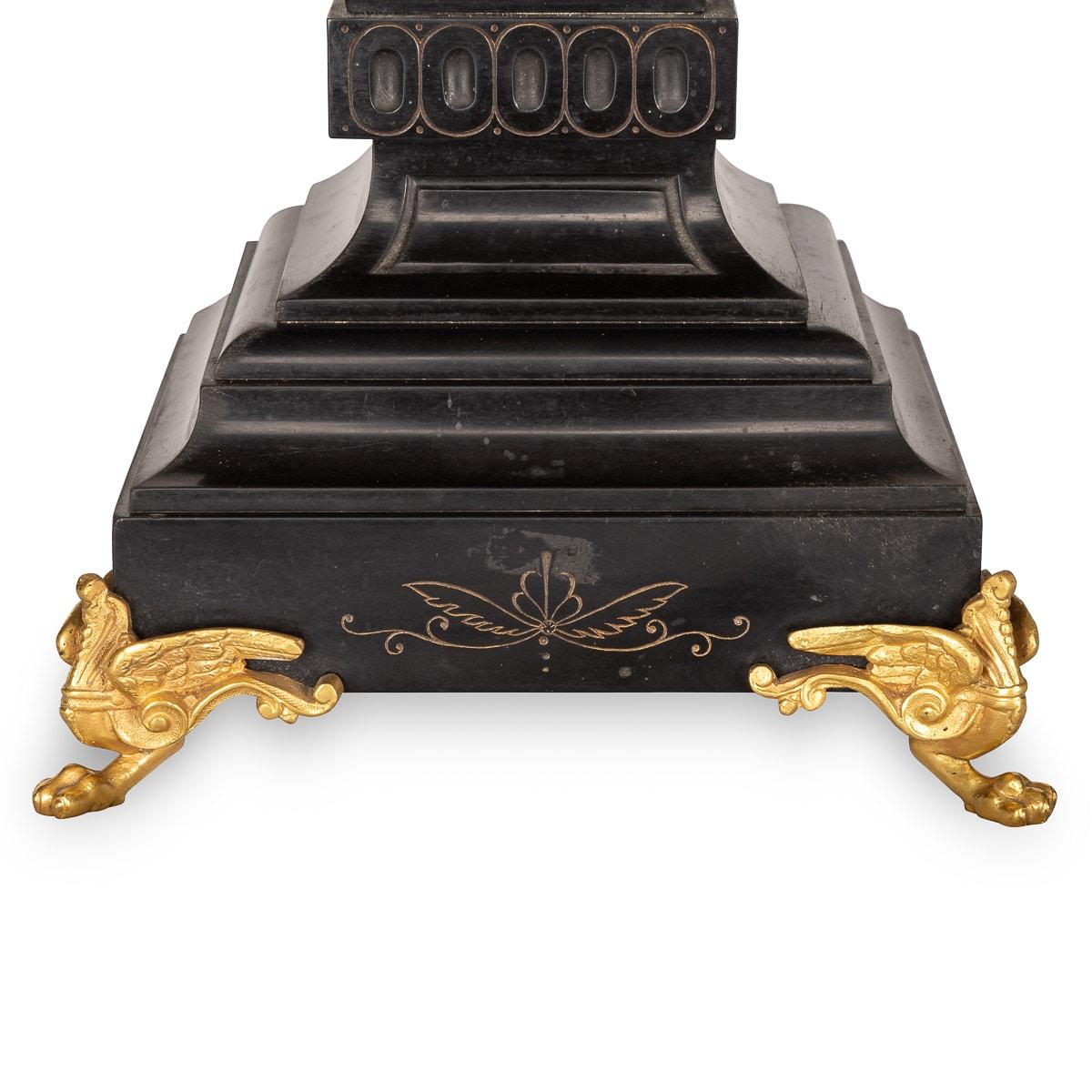 19th Century French Pair of Ormolu Bronze Candelabra on Black Marble C.1870 For Sale 12