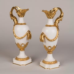 19th Century French Pair of Ormolu-Mounted Carrara Marble Vases