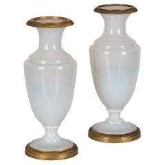 19th Century French Pair of Ormolu Mounted Opaline Vases, C.1820