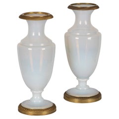 19th Century French Pair of Ormolu Mounted Opaline Vases, C.1820