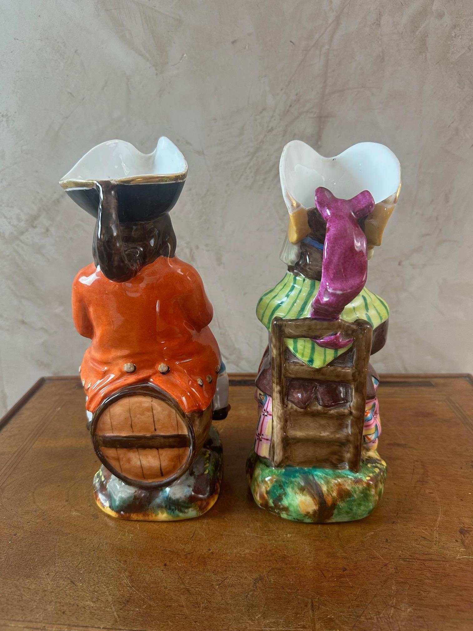 19th century French Pair of Porcelain Jacquot Pitchers, 1890s For Sale 6