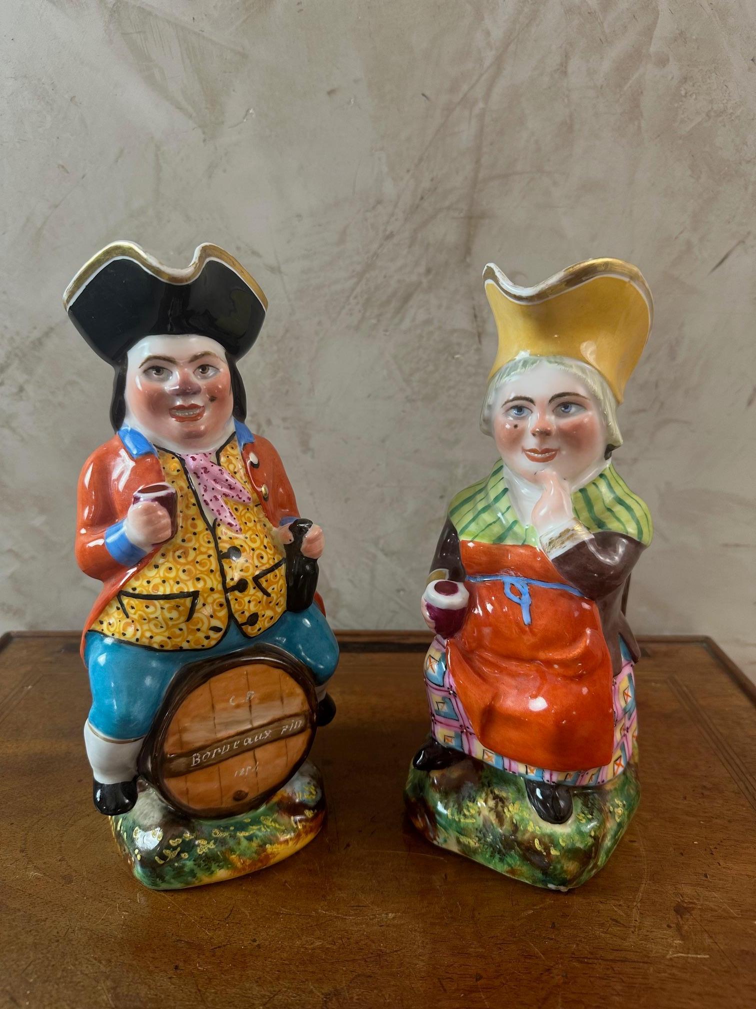 Beautiful pair of anthropomorphic pitchers called 