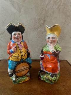 19th century French Pair of Porcelain Jacquot Pitchers, 1890s