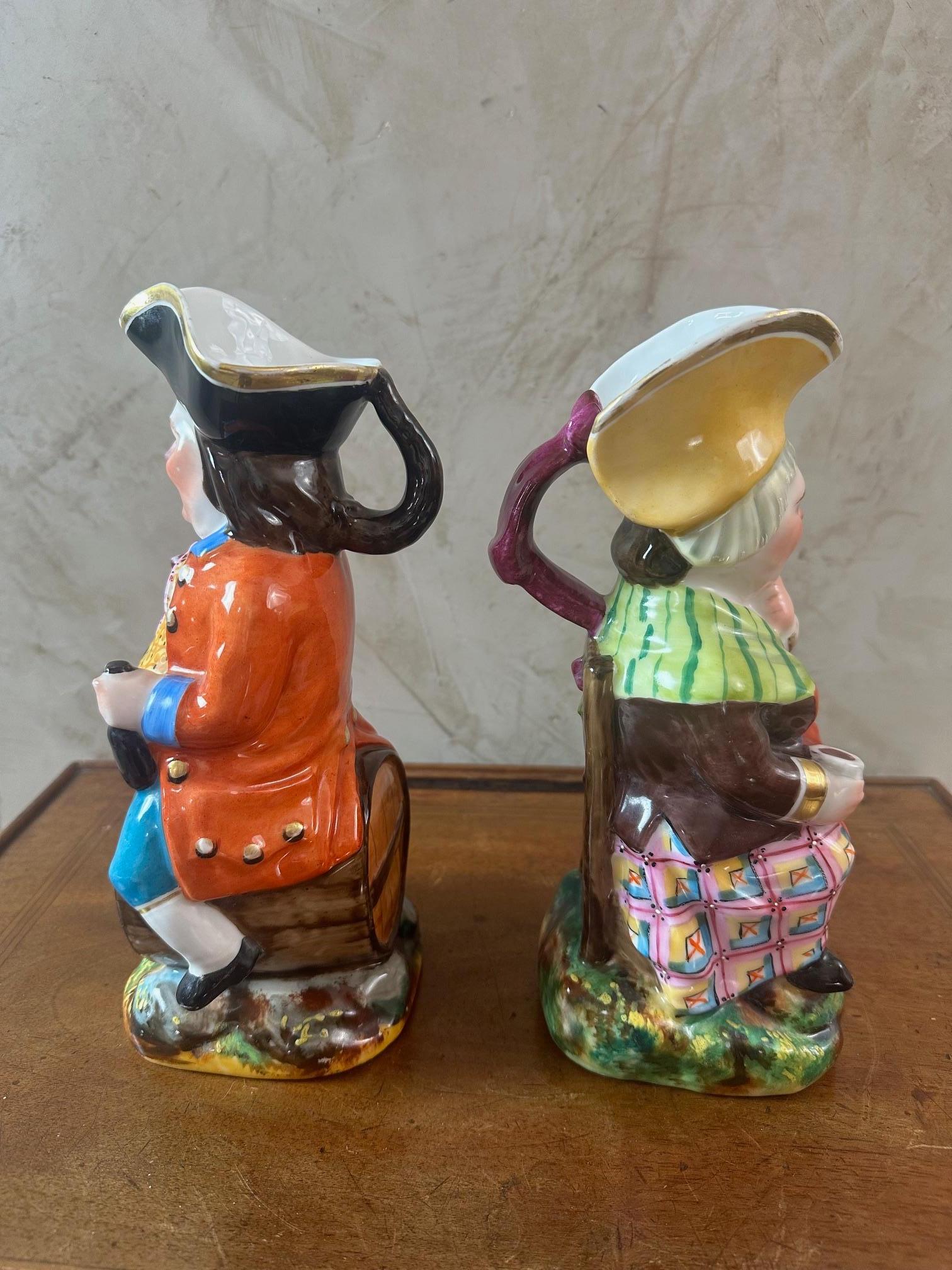 19th century French Pair of Porcelain Jacquot Pitchers, 1890s For Sale 5