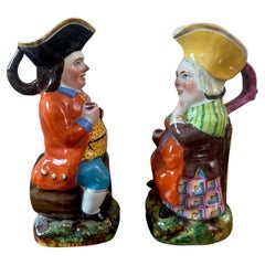 19th century French Pair of Porcelain Jacquot Pitchers, 1890s