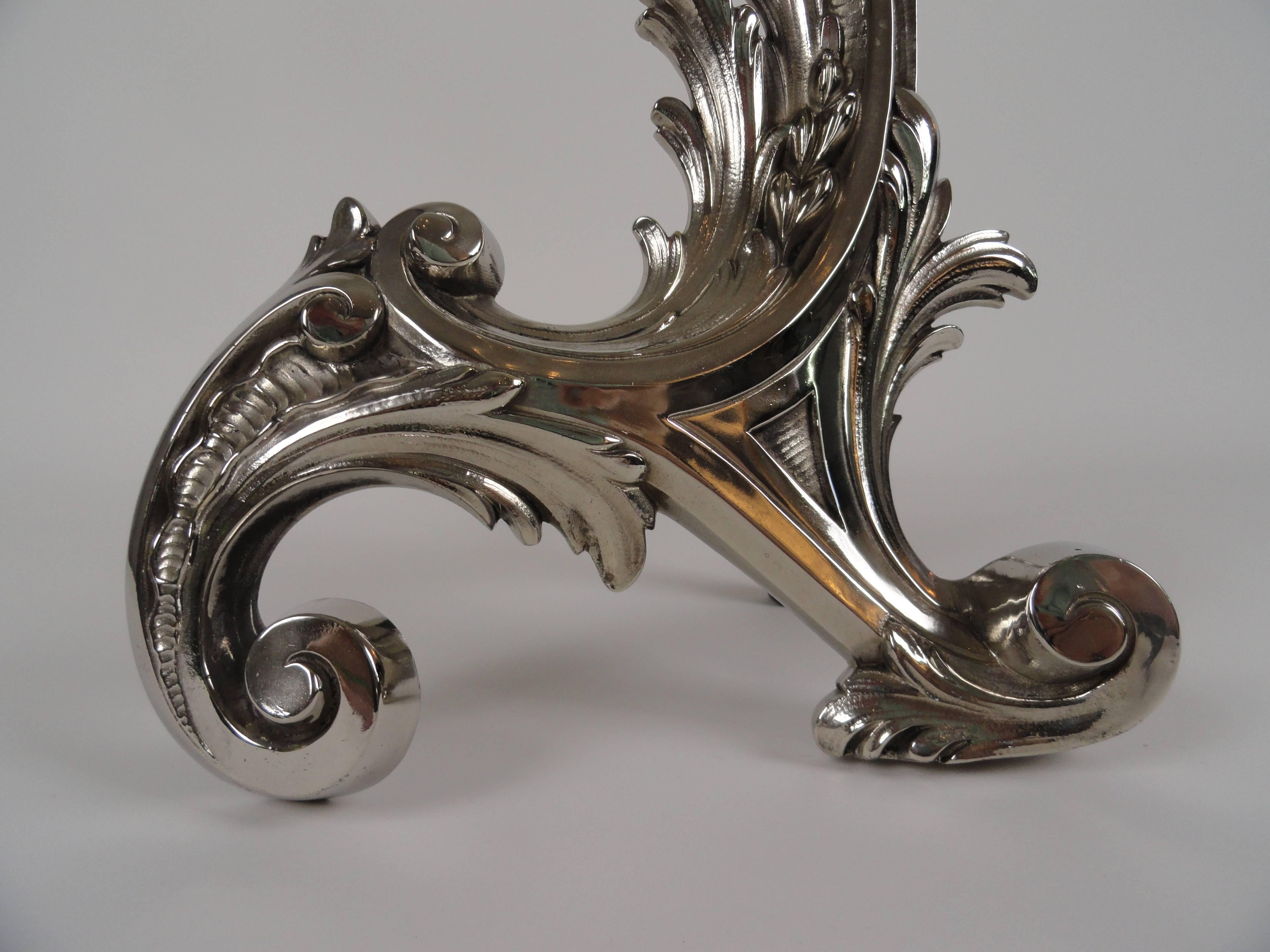 19th Century French Pair of Rococo-Style Chenets For Sale 2