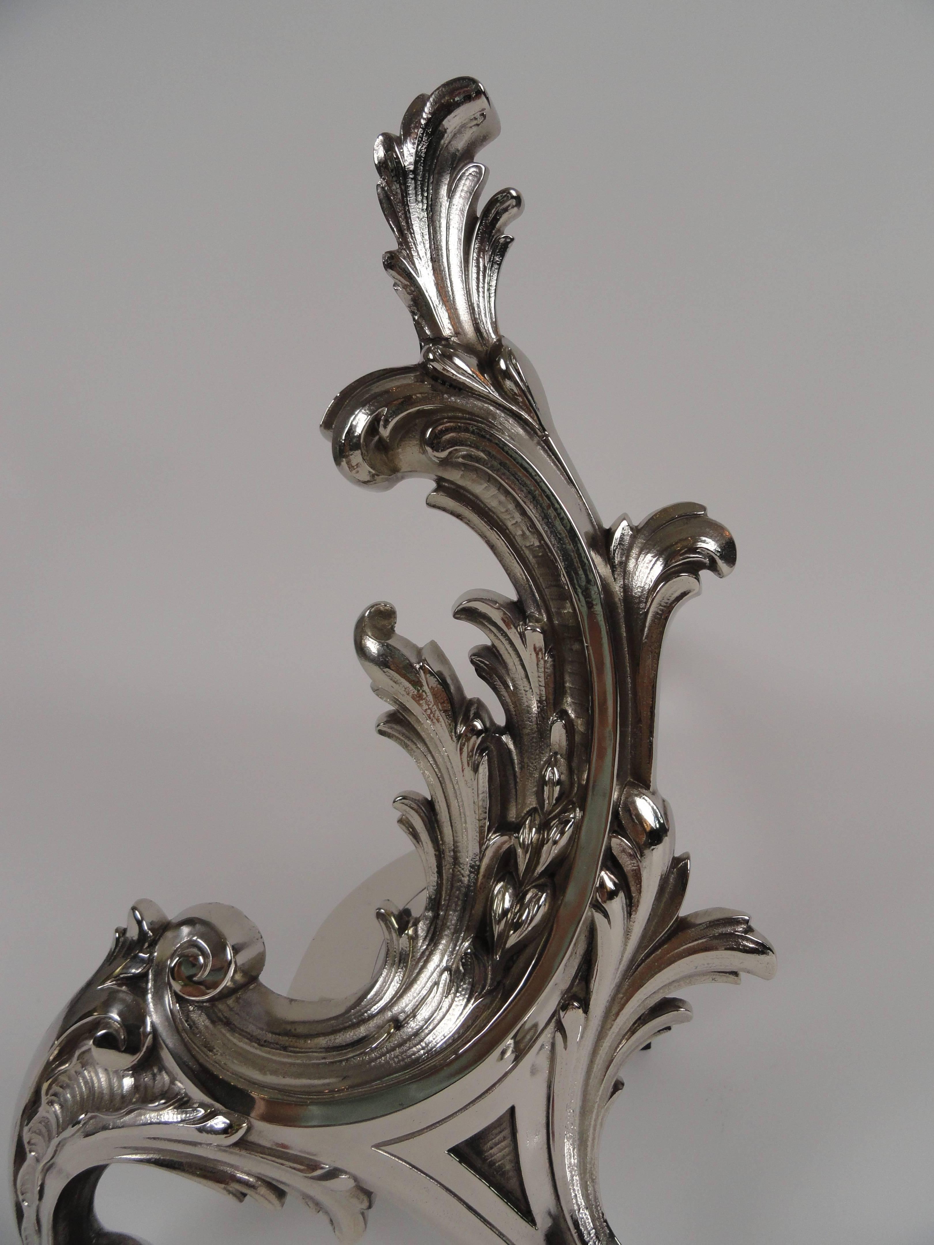 19th Century French Pair of Rococo-Style Chenets For Sale 3