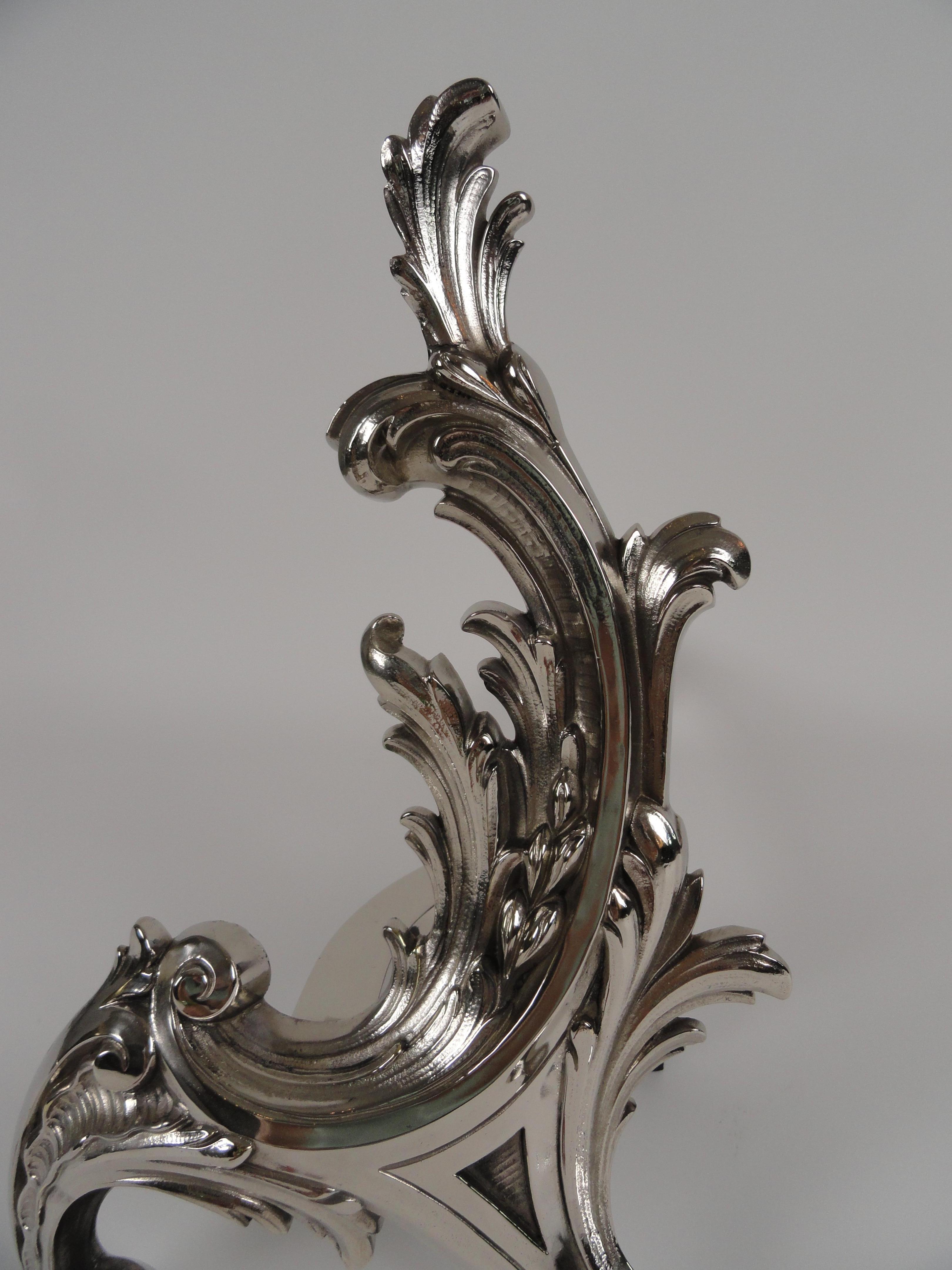 19th Century French Pair of Rococo Style Chenets For Sale 3