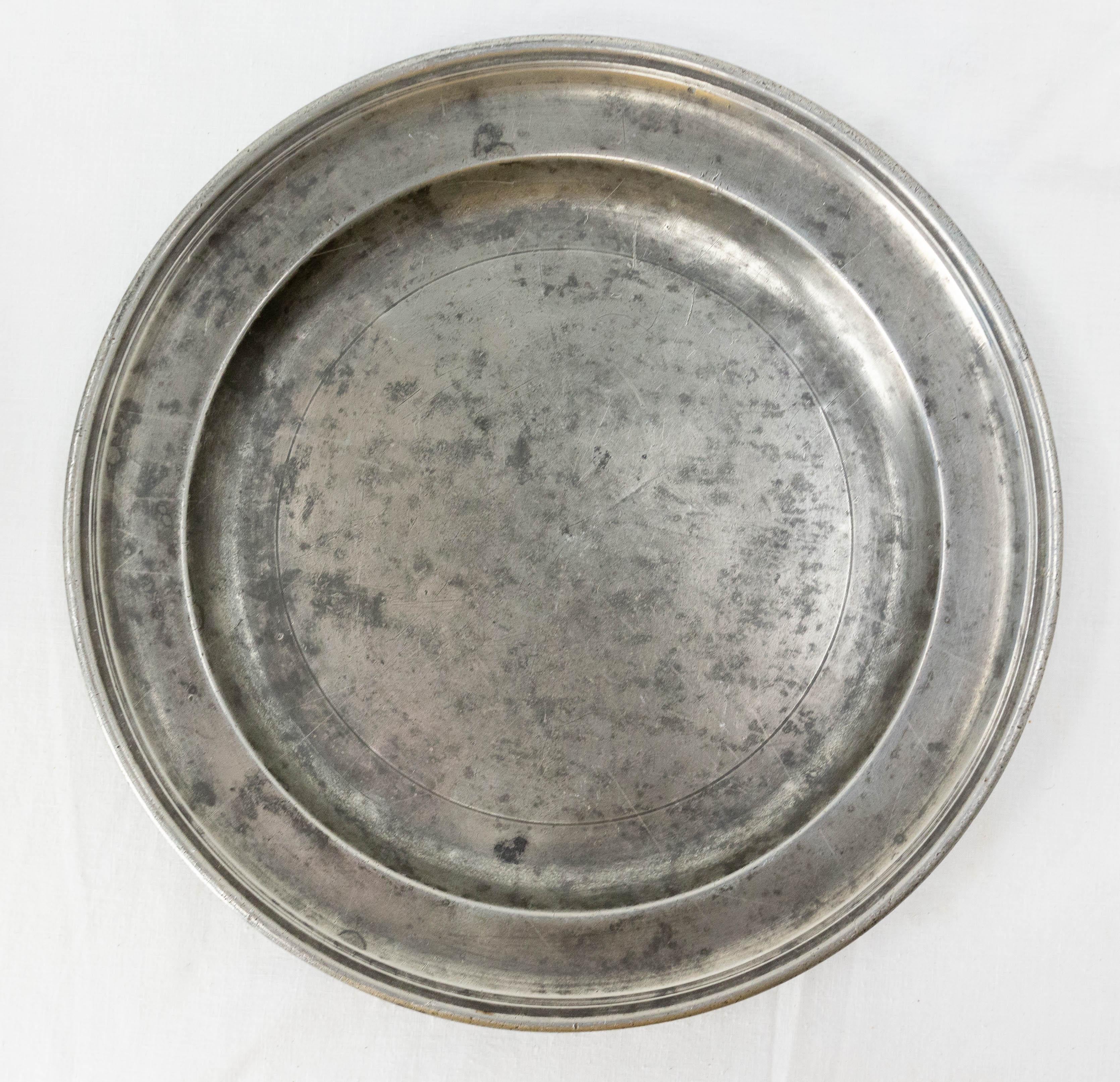 Pewter 19th Century French Pair of Serving Plates