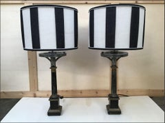 19th Century French Pair of Table Lamps with Lampshades, 1890s