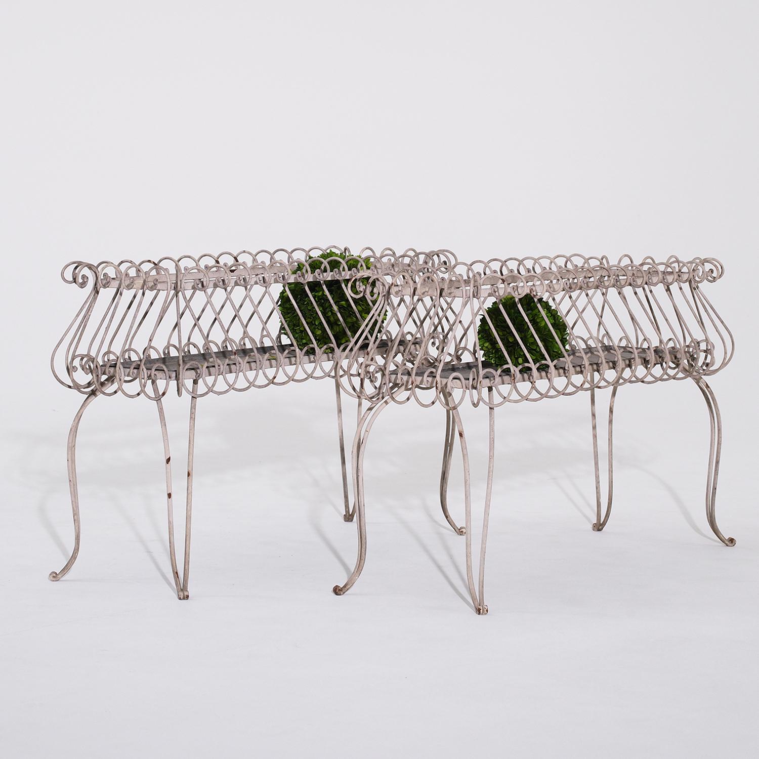 19th Century French Pair of Vintage Garden Metal Plant Stands In Good Condition For Sale In West Palm Beach, FL
