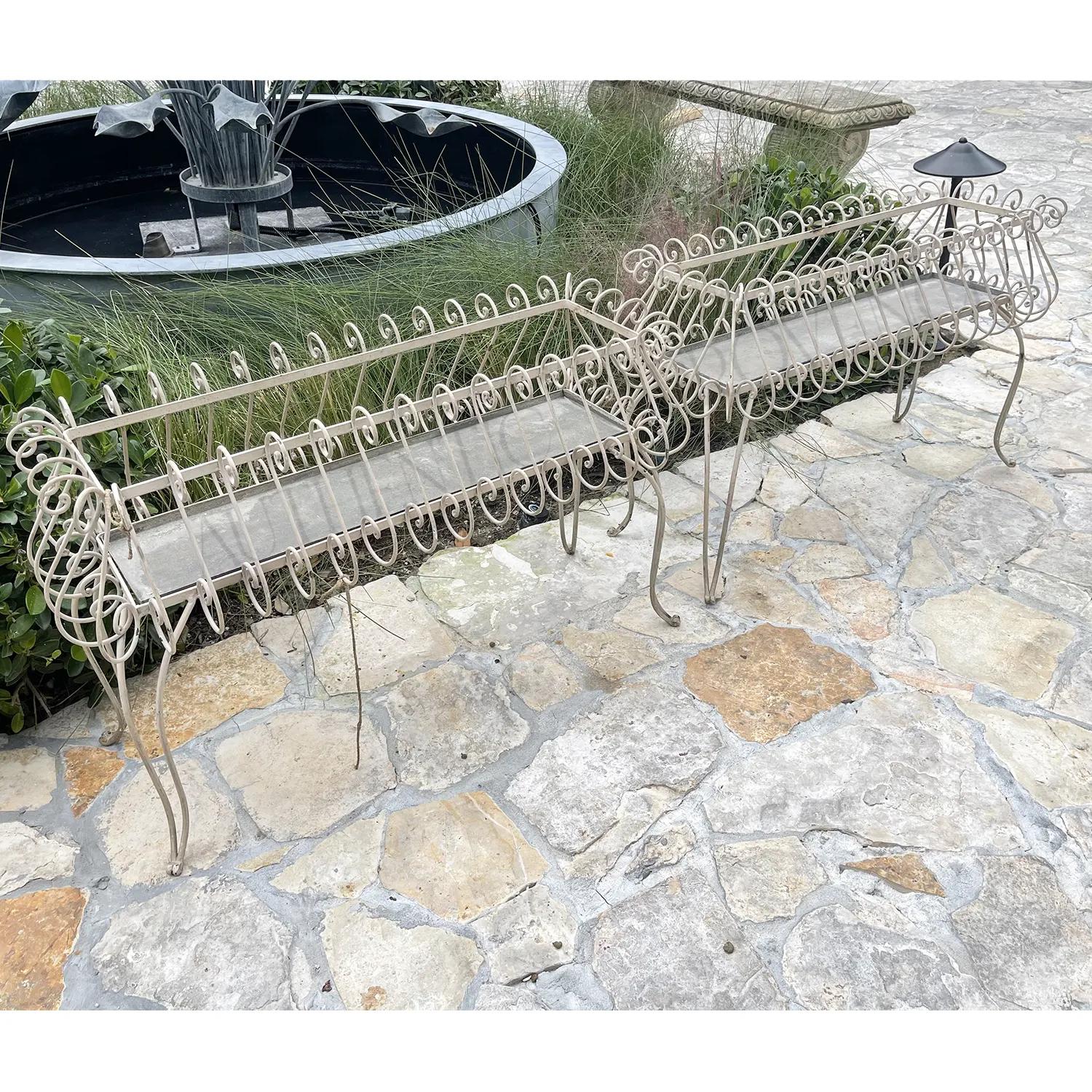 19th Century French Pair of Vintage Garden Metal Plant Stands For Sale 2