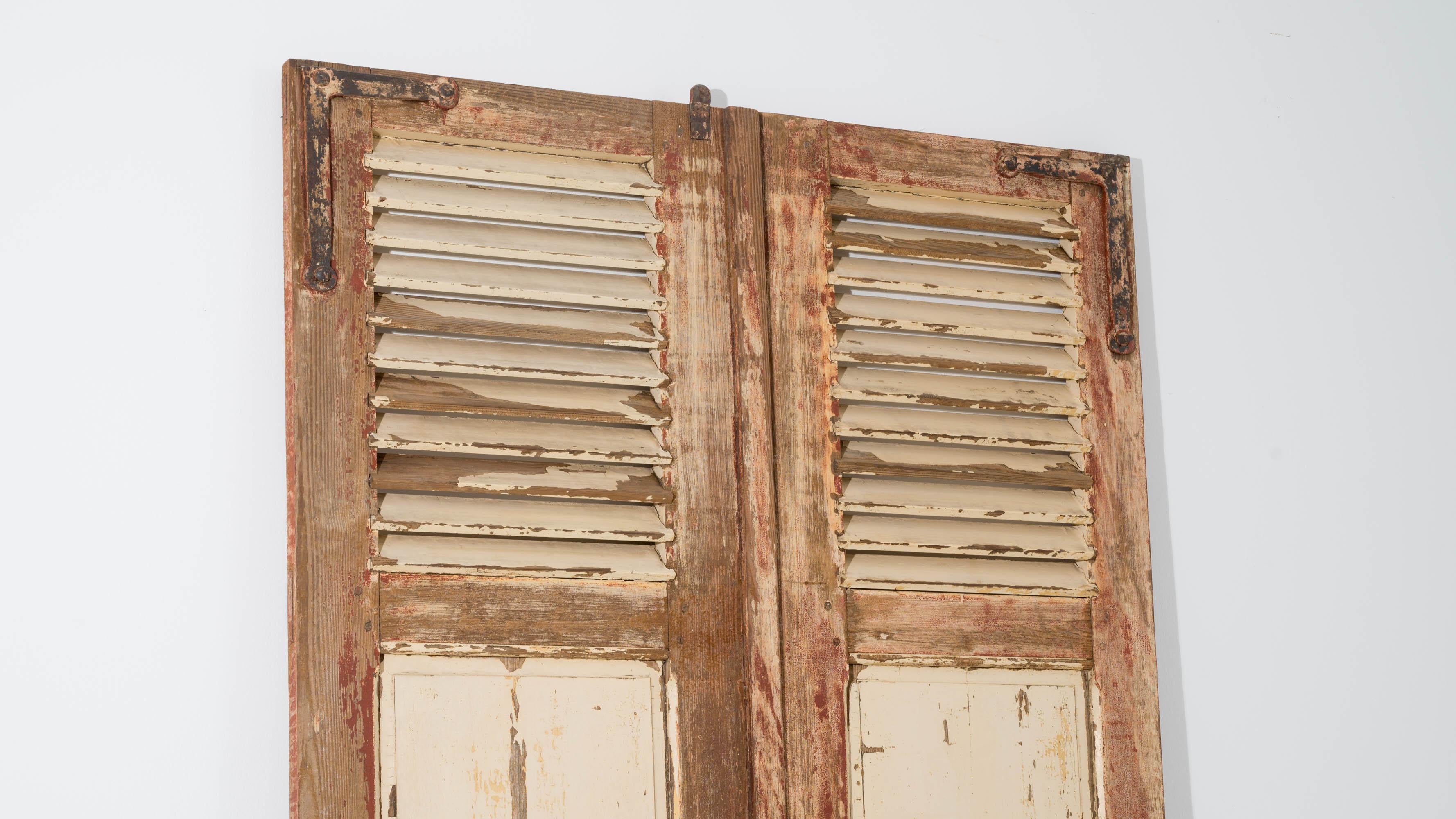 French Provincial 19th Century French Pair of Wooden Shutters For Sale