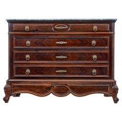 Antique 19th century French palisander chest of drawers with faux marble top