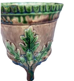 19th Century French Palissy Majolica Cache Pot Saint Honore Les Bains