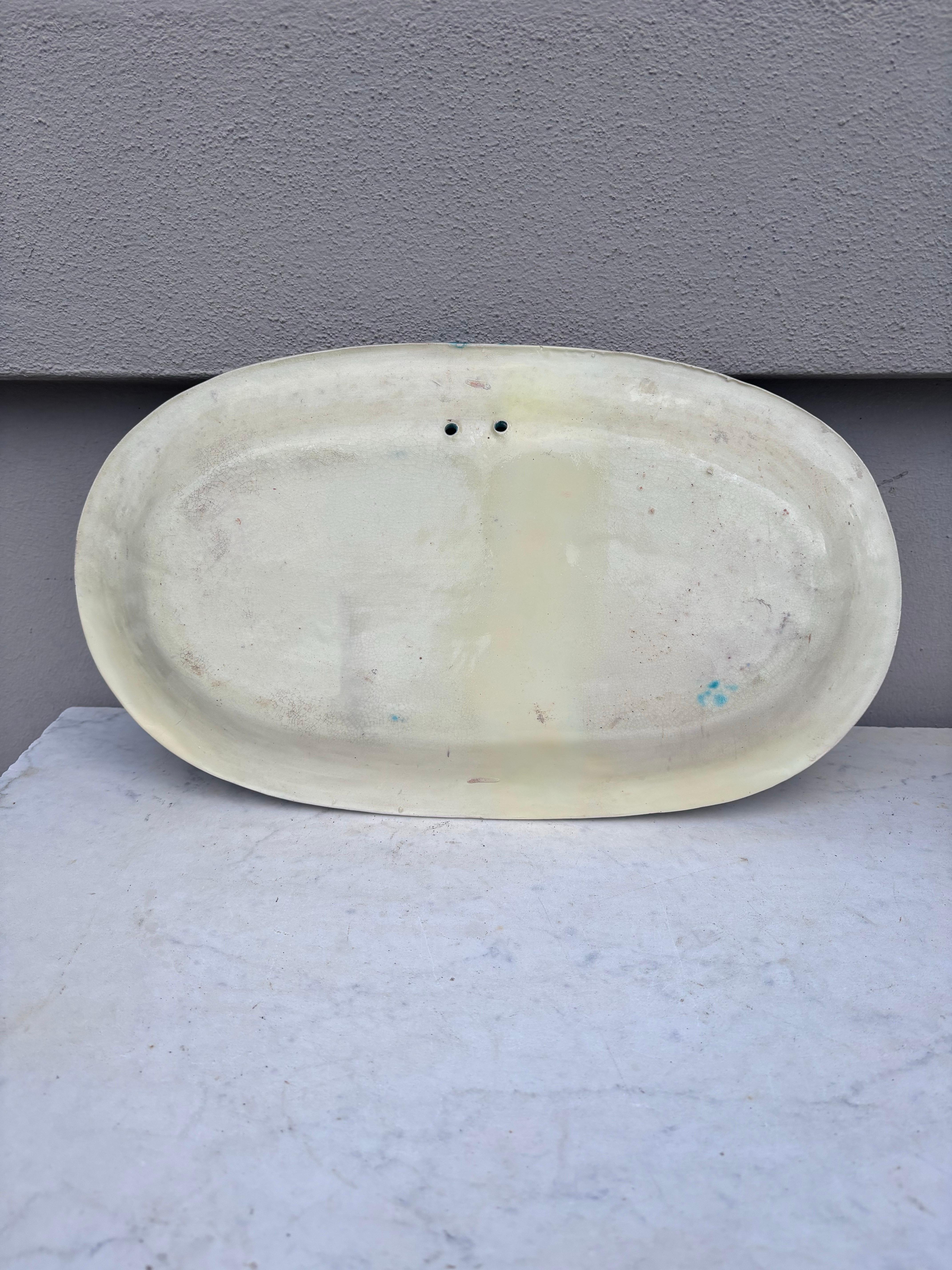 19th Century French Palissy Majolica Platter Saint Honore Les Bains For Sale 2