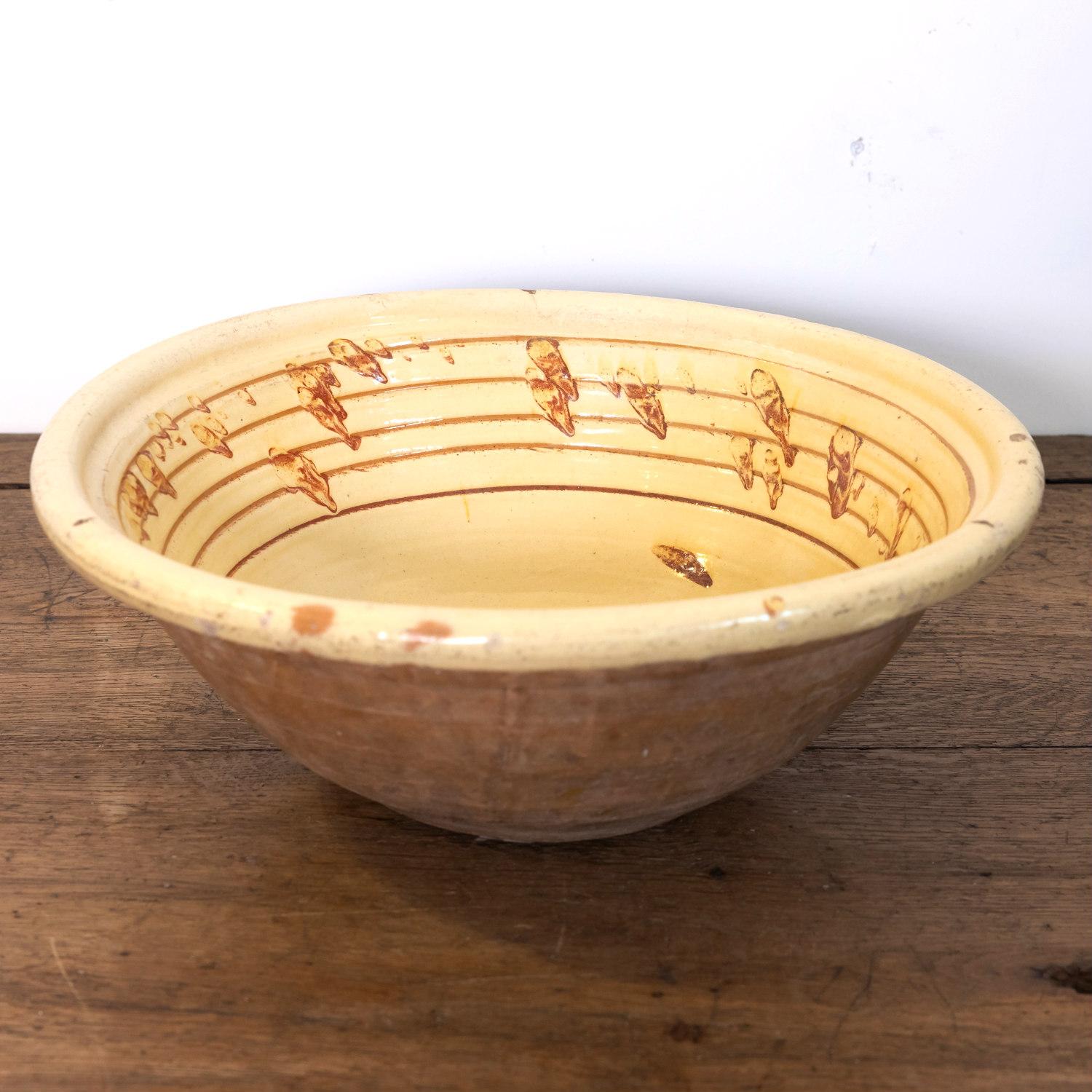 Late 19th Century 19th Century French Pancheon or Dough Bowl with Honey Yellow Glaze For Sale