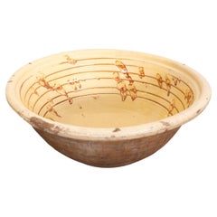 19th Century French Pancheon or Dough Bowl with Honey Yellow Glaze