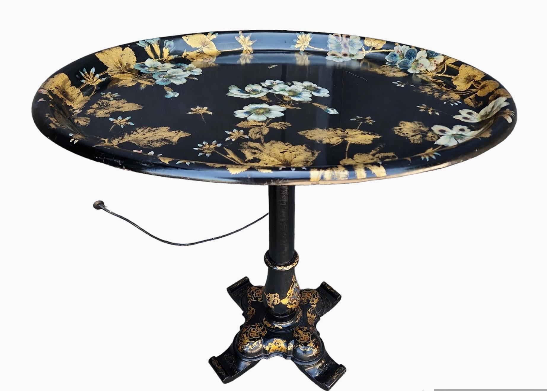 19th Century French Paper Machet Tilt-Top Table For Sale